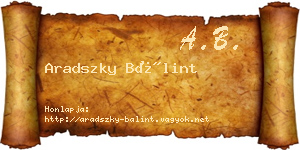 Aradszky Bálint névjegykártya