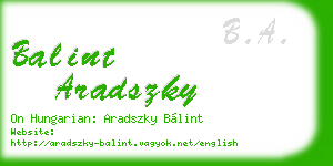 balint aradszky business card